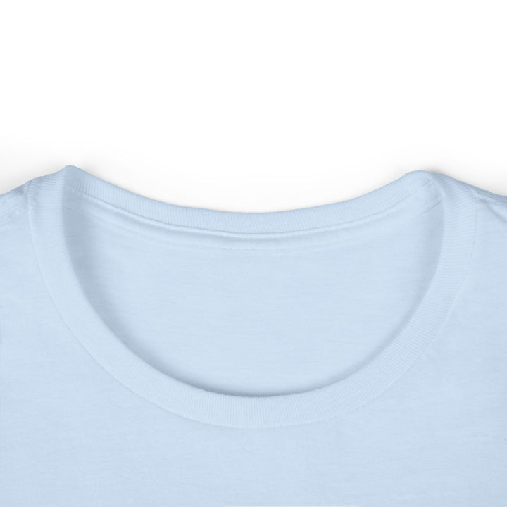 Close-up of a light blue t-shirt with a plain background