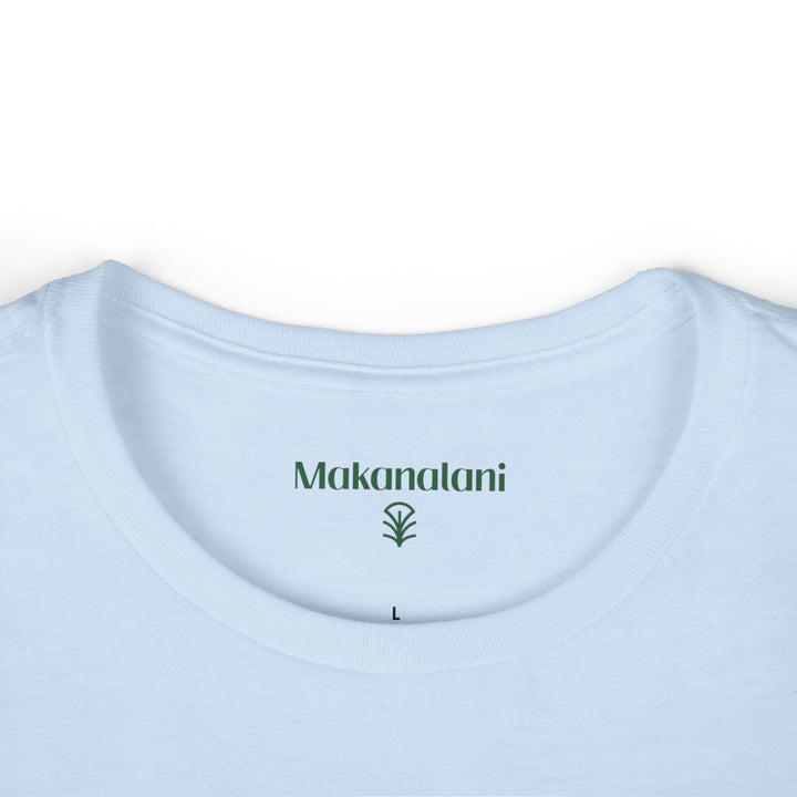 Close up of light blue t-shirt crew neck collar