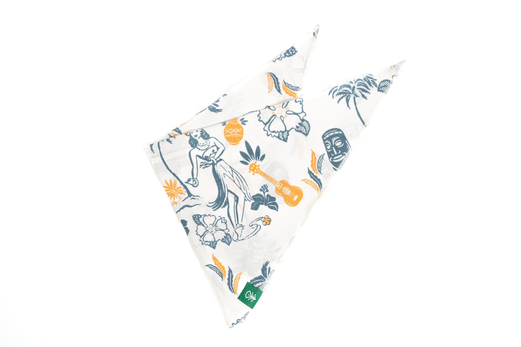 Dog bandana with a tropical print on a white background