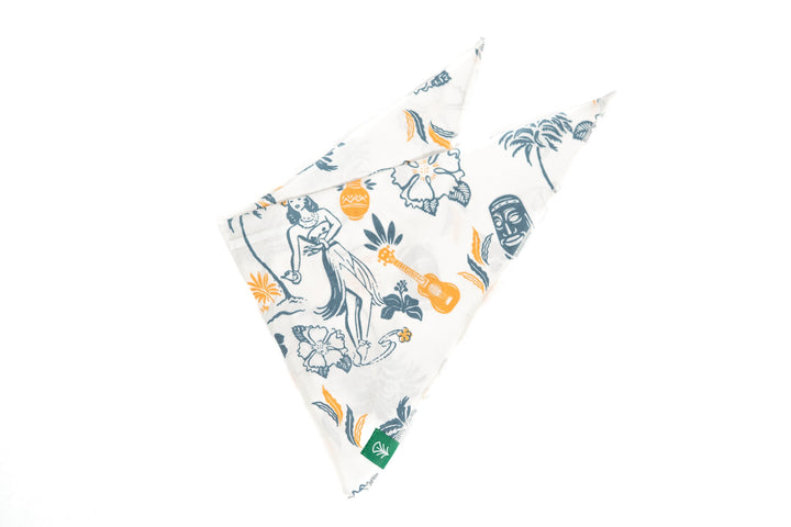 Dog bandana with a tropical print on a white background