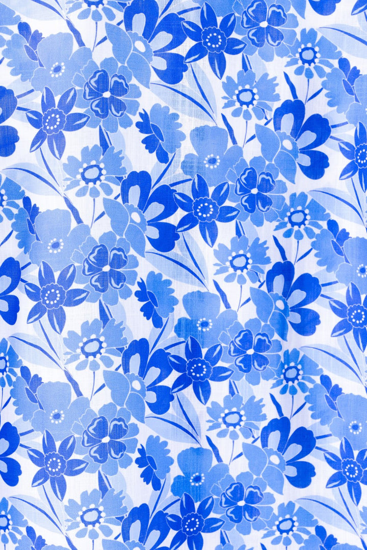 Blue floral pattern on a white background